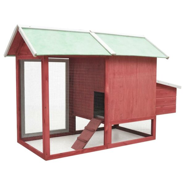 vidaXL Chicken Cage Red 66.9":man:1.9"x43.3" Solid Pine & Fir Wood - Image 4