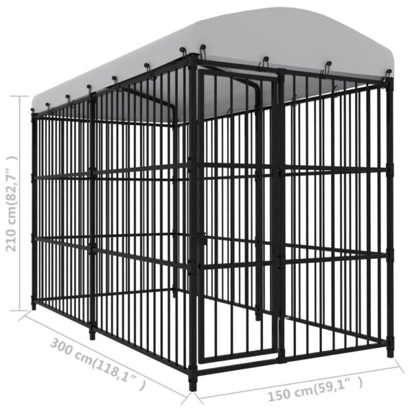 vidaXL Outdoor Dog Kennel with Roof 118.1"x59.1"x82.7" - Image 5