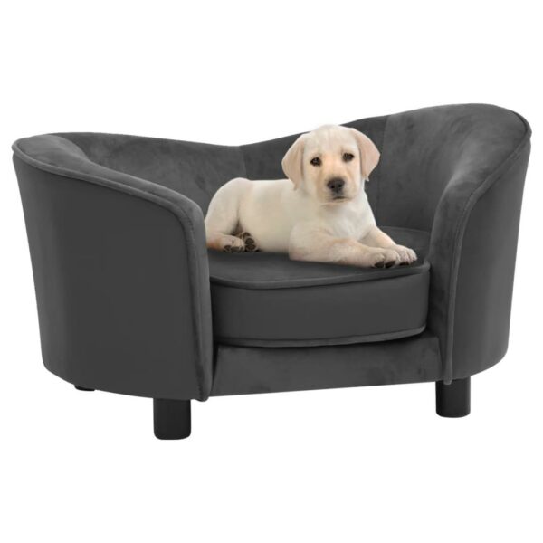 vidaXL Dog Sofa Dark Gray 27.2"x19.3"x15.7" Plush and Faux Leather