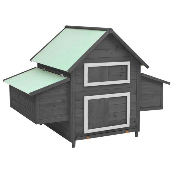 vidaXL Chicken Coop Gray and White 59.8":man:7.7"x43.3" Solid Firwood