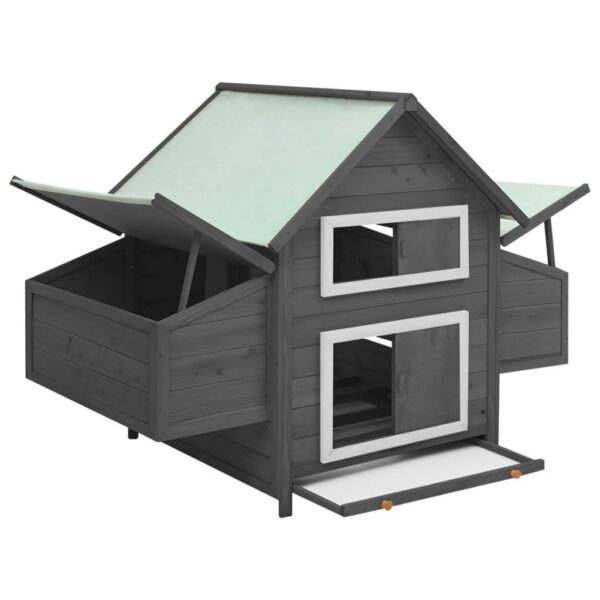 vidaXL Chicken Coop Gray and White 59.8":man:7.7"x43.3" Solid Firwood - Image 2