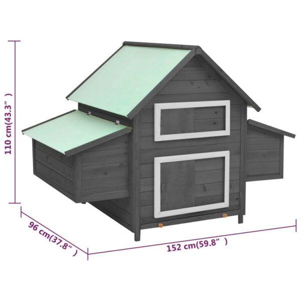 vidaXL Chicken Coop Gray and White 59.8":man:7.7"x43.3" Solid Firwood - Image 8