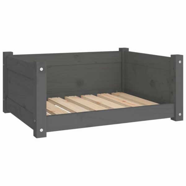 vidaXL Dog Bed Grey 65.5x50.5x28 cm Solid Pine Wood - Image 2