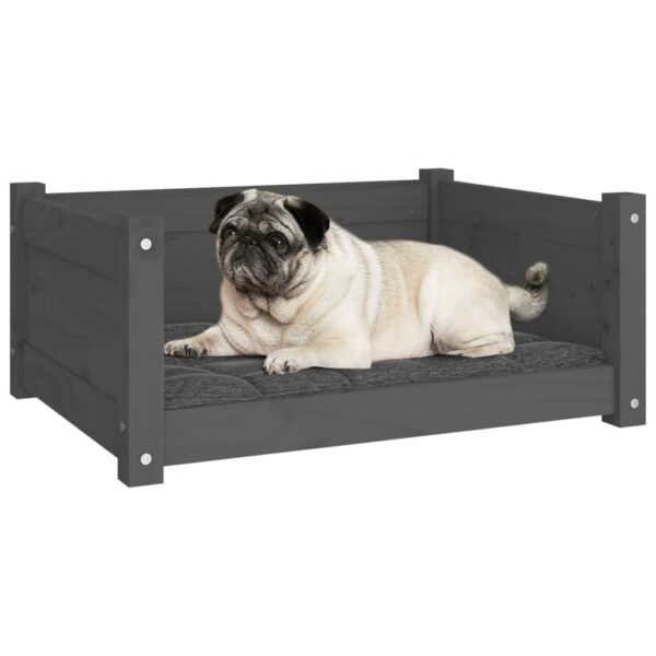 vidaXL Dog Bed Grey 65.5x50.5x28 cm Solid Pine Wood - Image 4