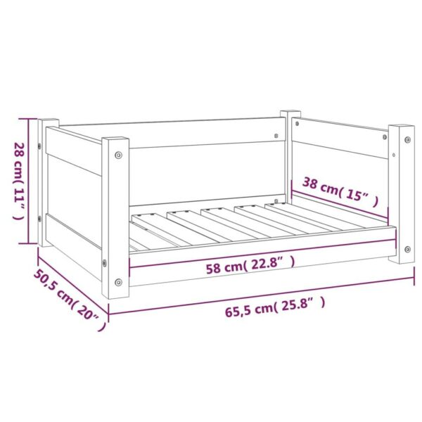 vidaXL Dog Bed Grey 65.5x50.5x28 cm Solid Pine Wood - Image 8