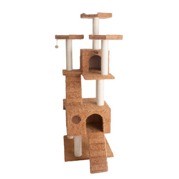 Armarkat 74" Multi-Level Real Wood Cat Tree Large Cat Play Furniture With SratchhIng Posts, Large Playforms, A7407 Ochre Brown - Image 7