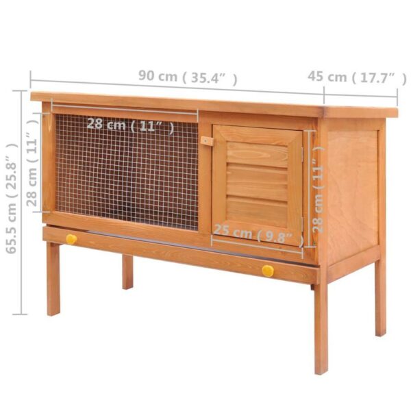 Outdoor Rabbit Hutch Small Animal House Pet Cage 1 Layer Wood, 170157 - Image 5